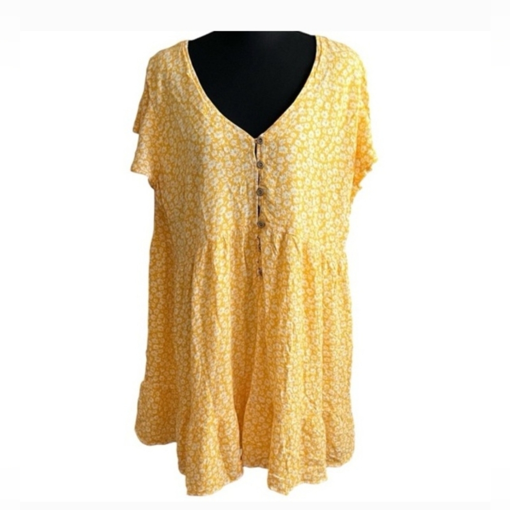 Yellow floral babydoll summer dress size 3XL